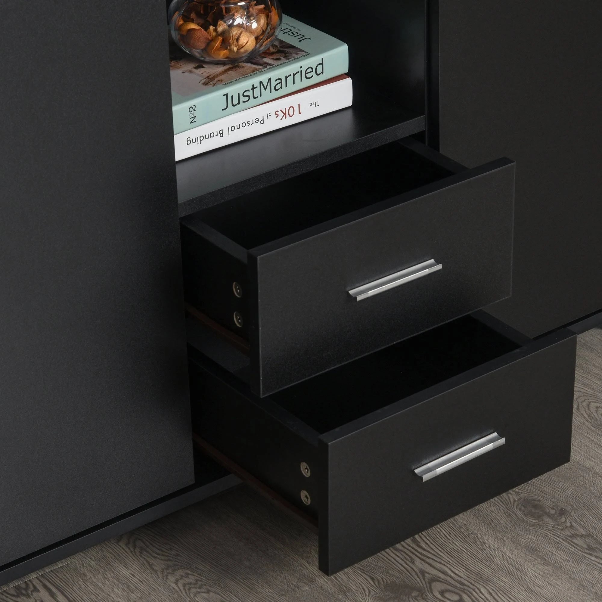 Black Mobile File Cabinet with Casters T25262
