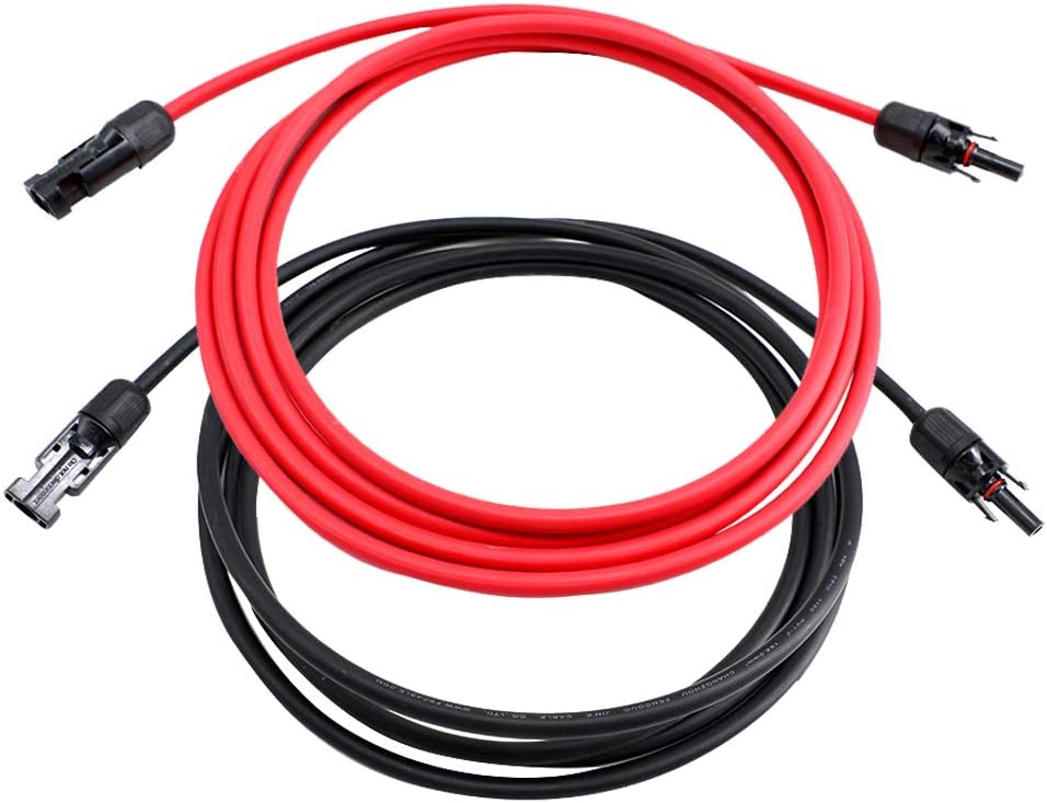 20 Feet 10AWG Solar Extension Cable Wire with Female and Male Connector, 10 Gauge (6mm²) Adaptor Kit Tool (20FT Red + 20FT Black) C84009