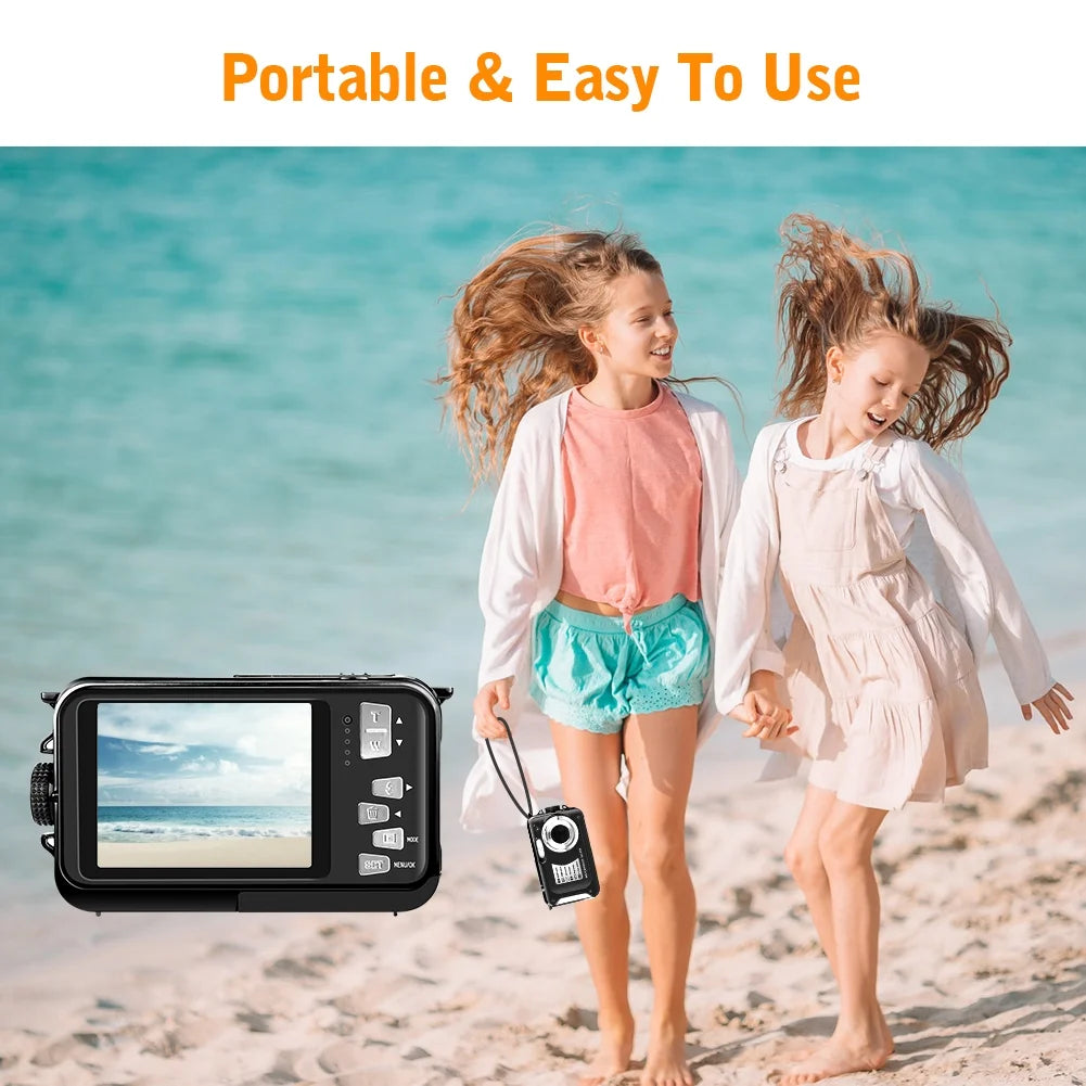 Black Waterproof Digital Camera 30 MP Full HD 1080P 16X Digital Zoom O7366