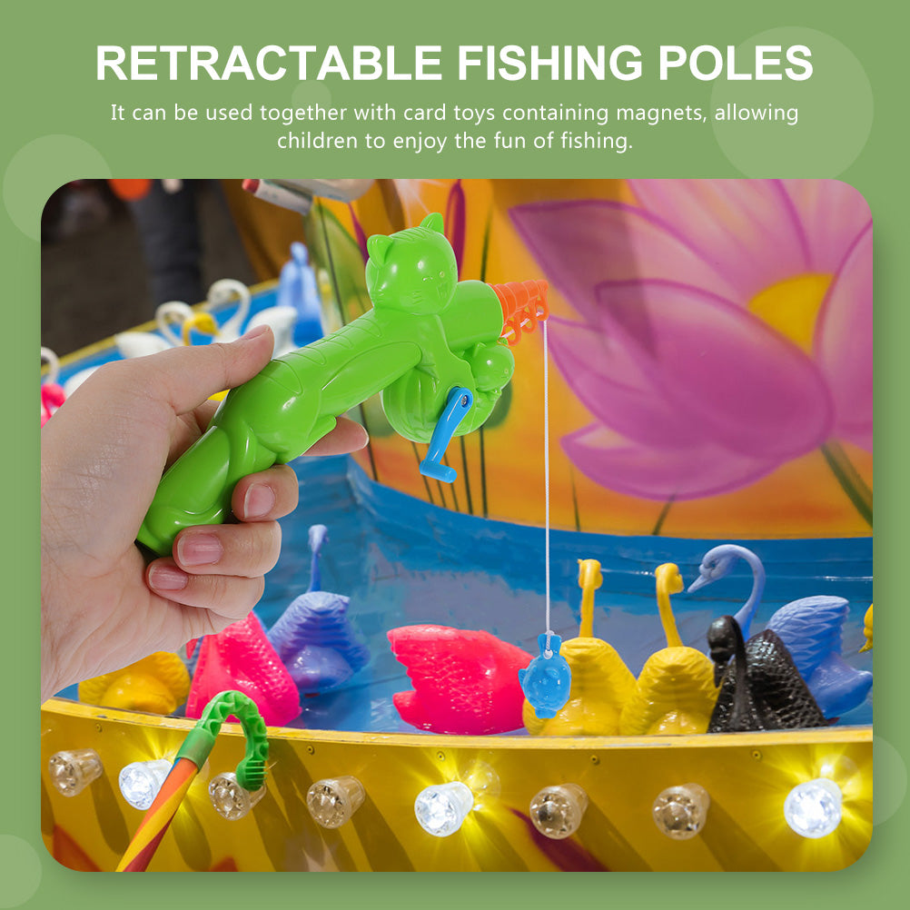 2Pcs Retractable Plastic Fishing Rod Toys Magnetic Fishing Game T17624