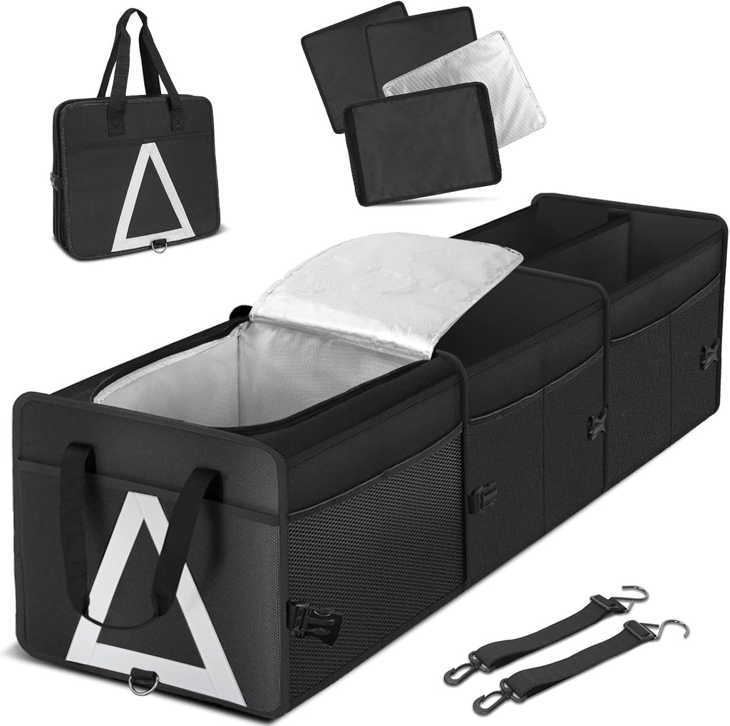 Black 85 L Collapsible Car Trunk Organizer with Cooler Bag A6514