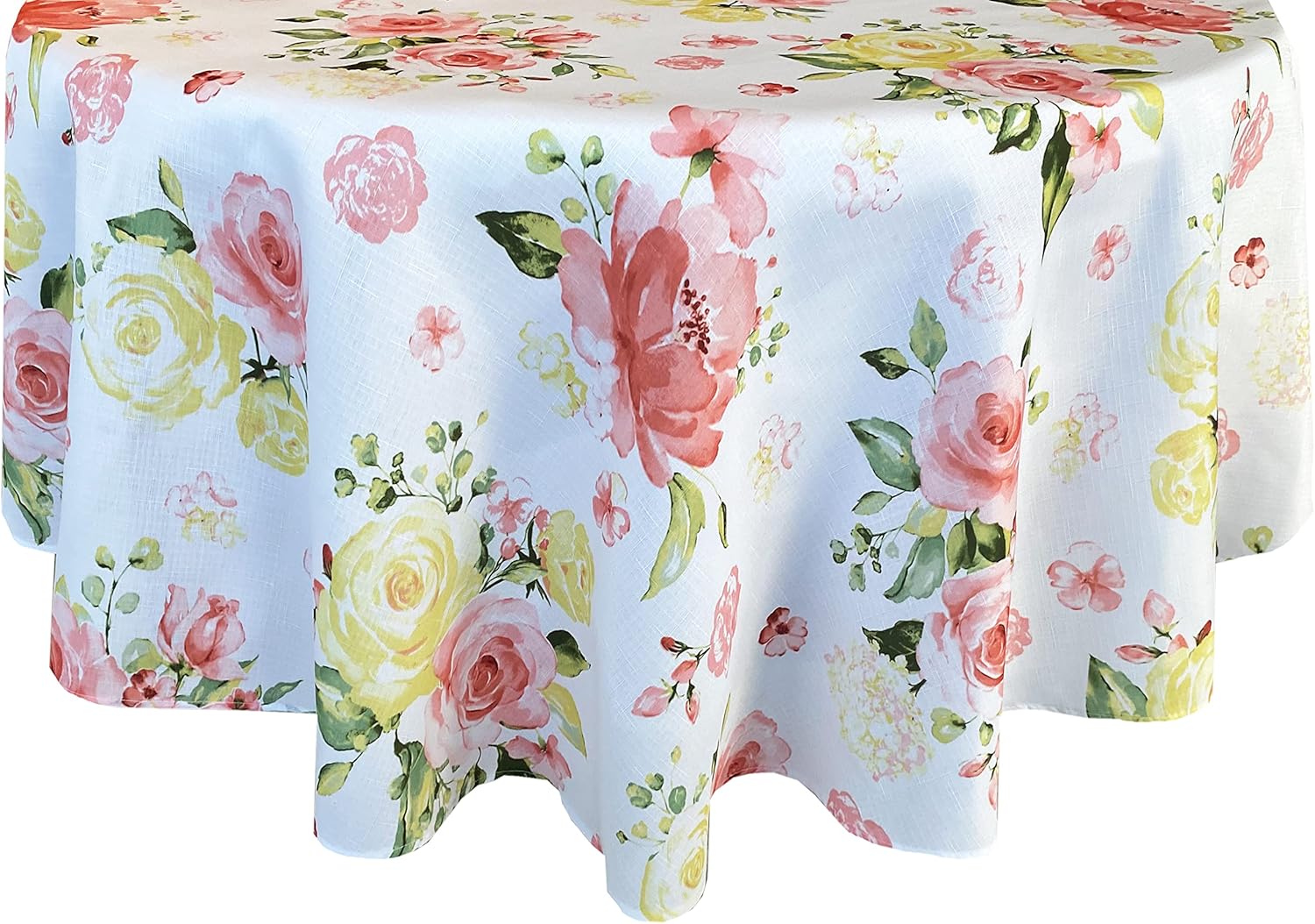 Rose Print Fabric Tablecloth, 70” Round M83350