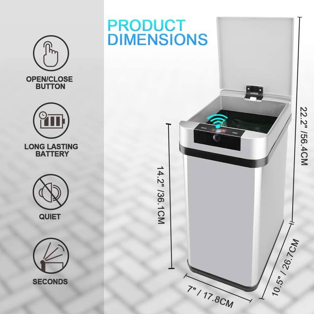 2.4 Gallon Stainless Steel Automatic Sensor Kitchen Trash Can C514137
