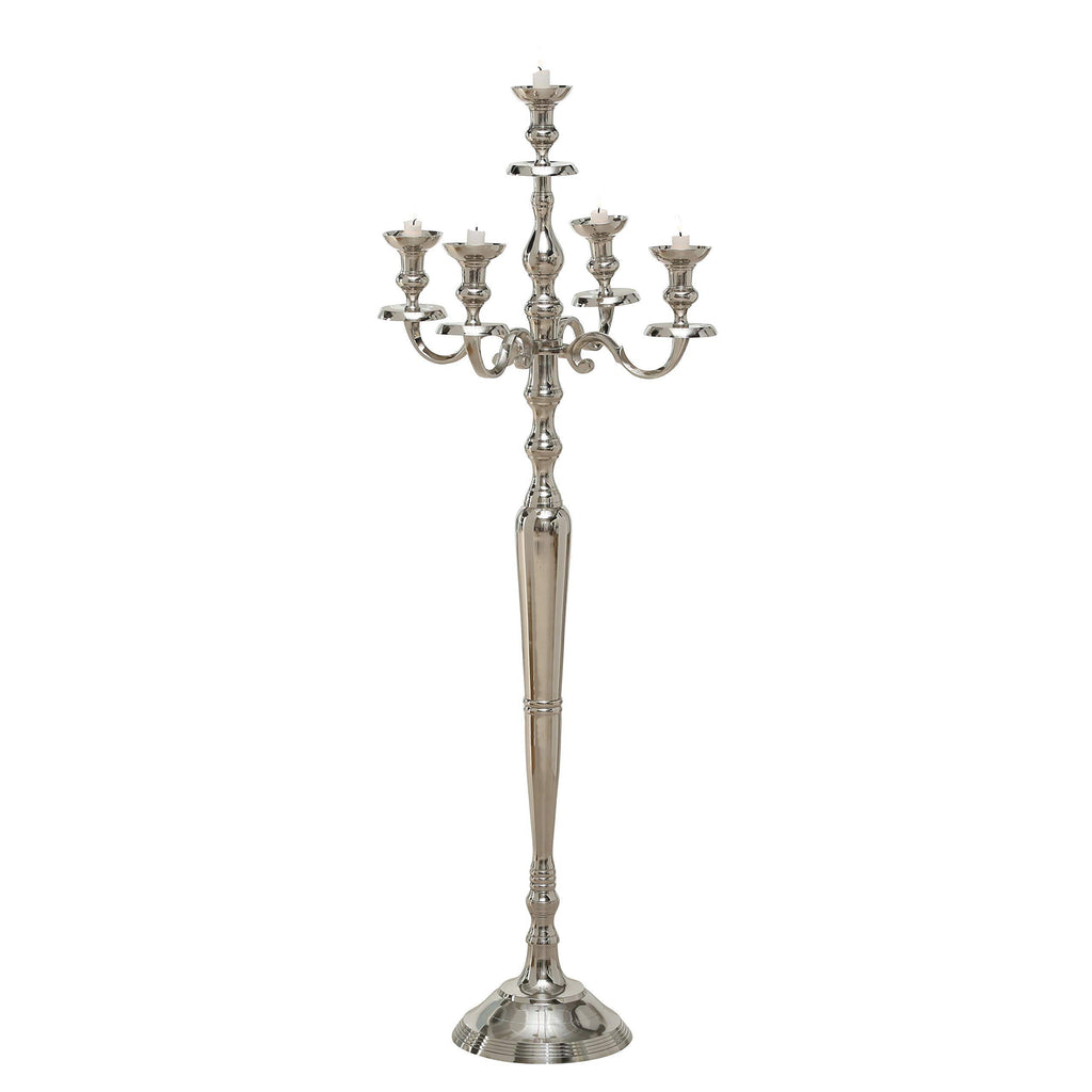 Tall Five Candle Silver Candelabra S397