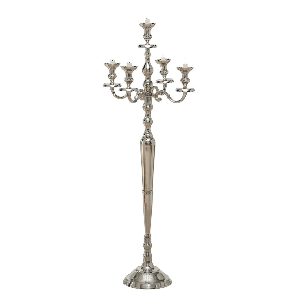 Tall Five Candle Silver Candelabra S397