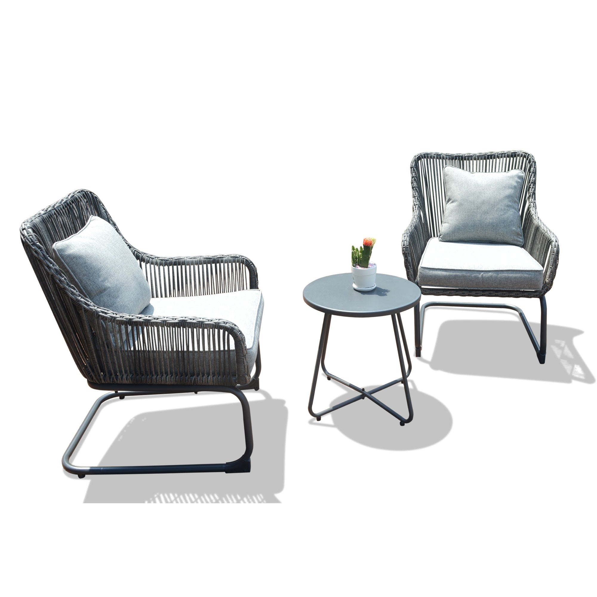 3 Pcs Outdoor Hand-Woven Wicker Spring Sofa Chair Patio Conversation Set B669607