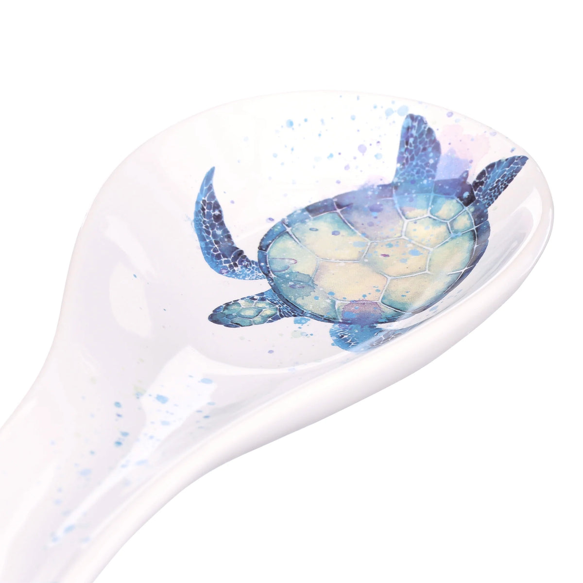Teal Blue White Ceramic Sea Turtle Spoon Rest Y96526
