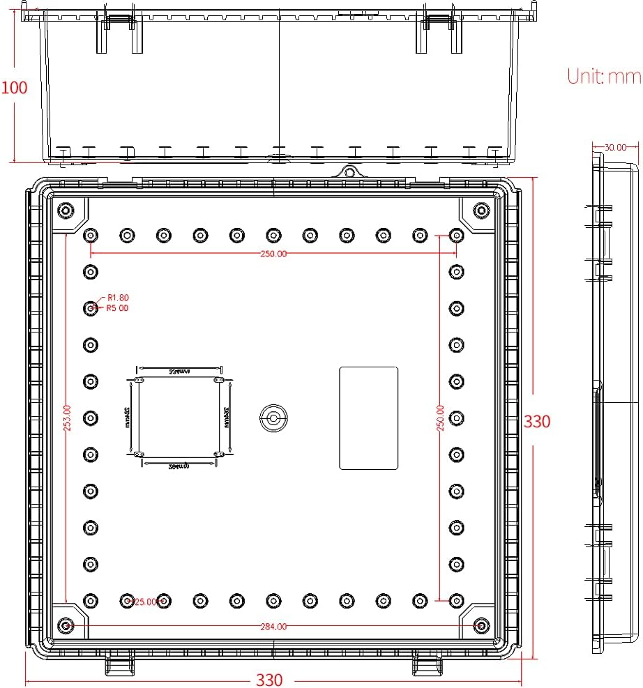IP67 Waterproof Junction Box Plastic Enclosure Clear Cover Plate with Stainless Steel Buckles 13×13×5.1 inch D41749