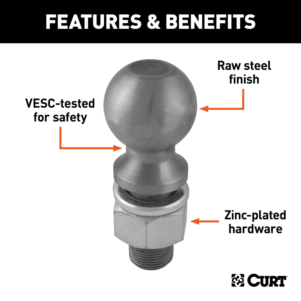 Raw Steel Trailer Hitch Ball, Gooseneck, 30,000 lbs, 3-Inch Diameter, 2 x 3-1/4-Inch Shank T540124