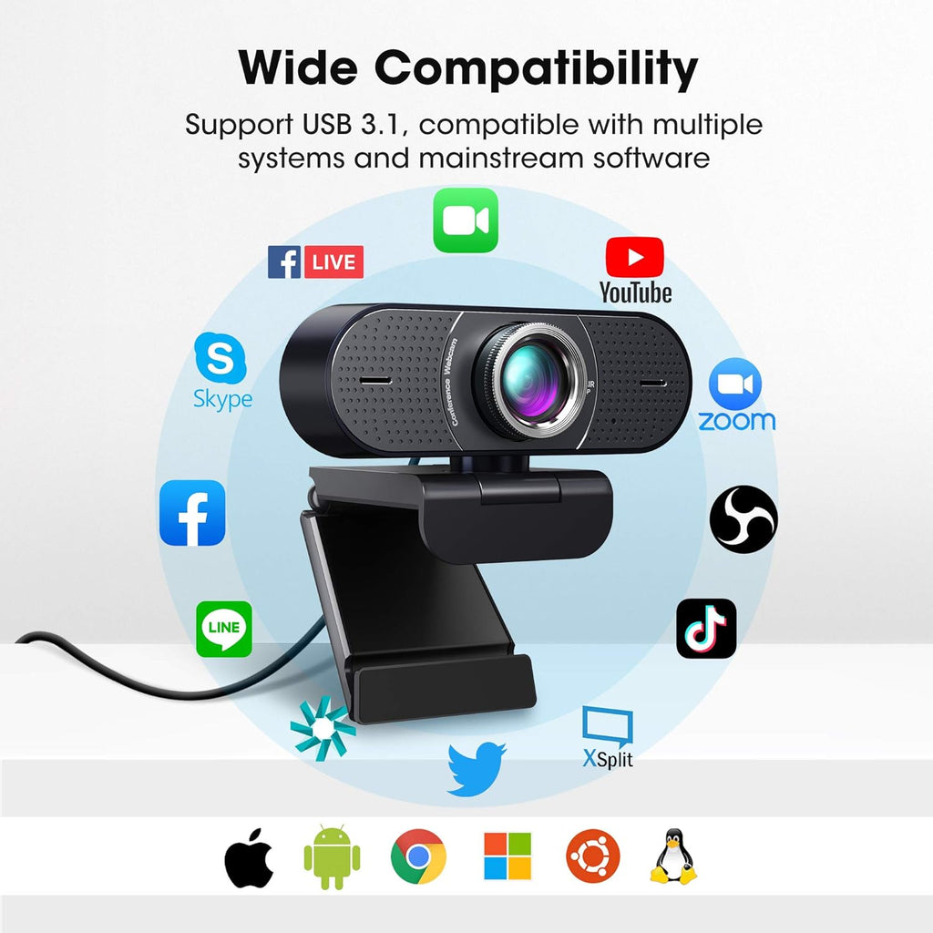 1080P Webcam with Microphone USB, 120° Wide View U330503