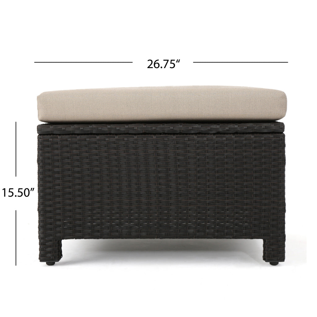 Brown and Beige Wicker L-Shaped Sectional Sofa Set A618