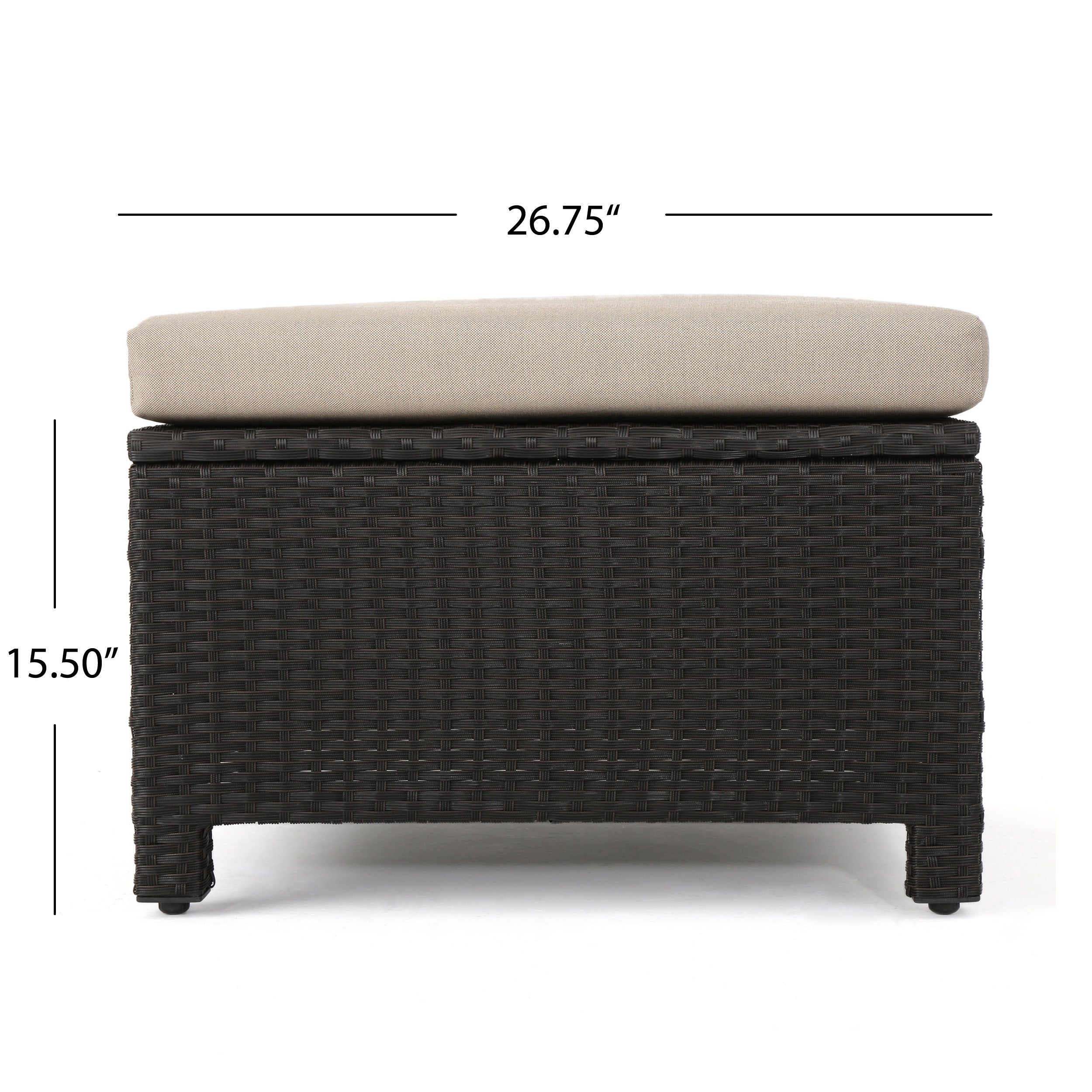 Brown and Beige Wicker L-Shaped Sectional Sofa Set A618