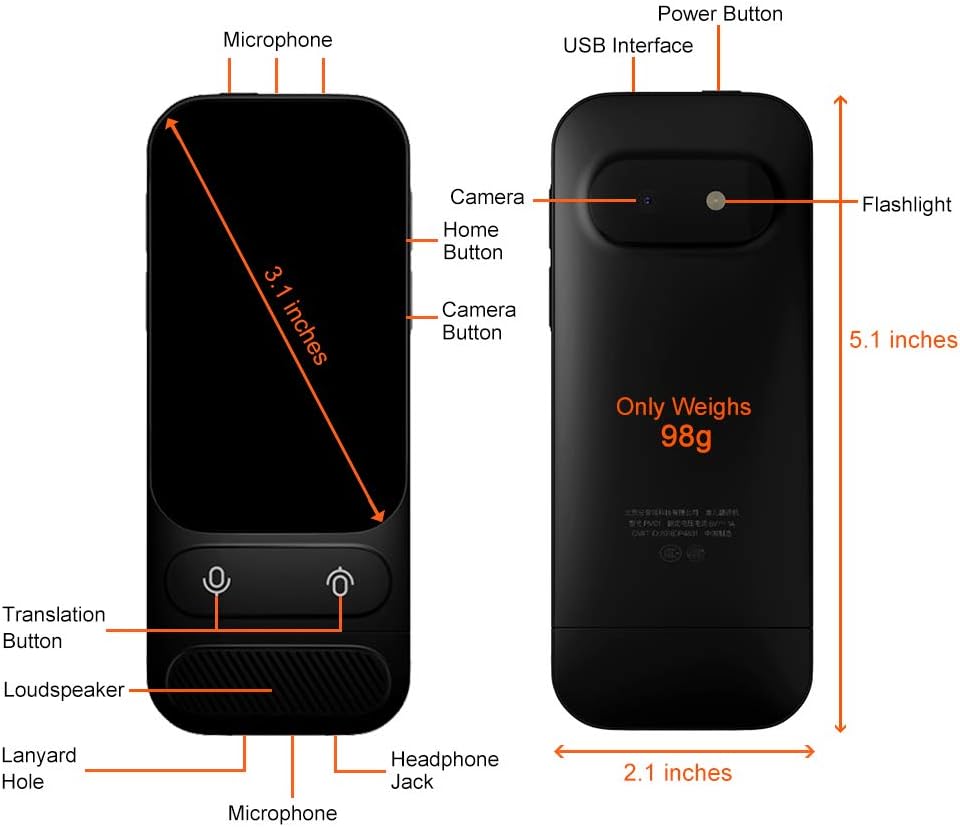 3.1-Inch Touch Screen Portable Translator with Camera R5290
