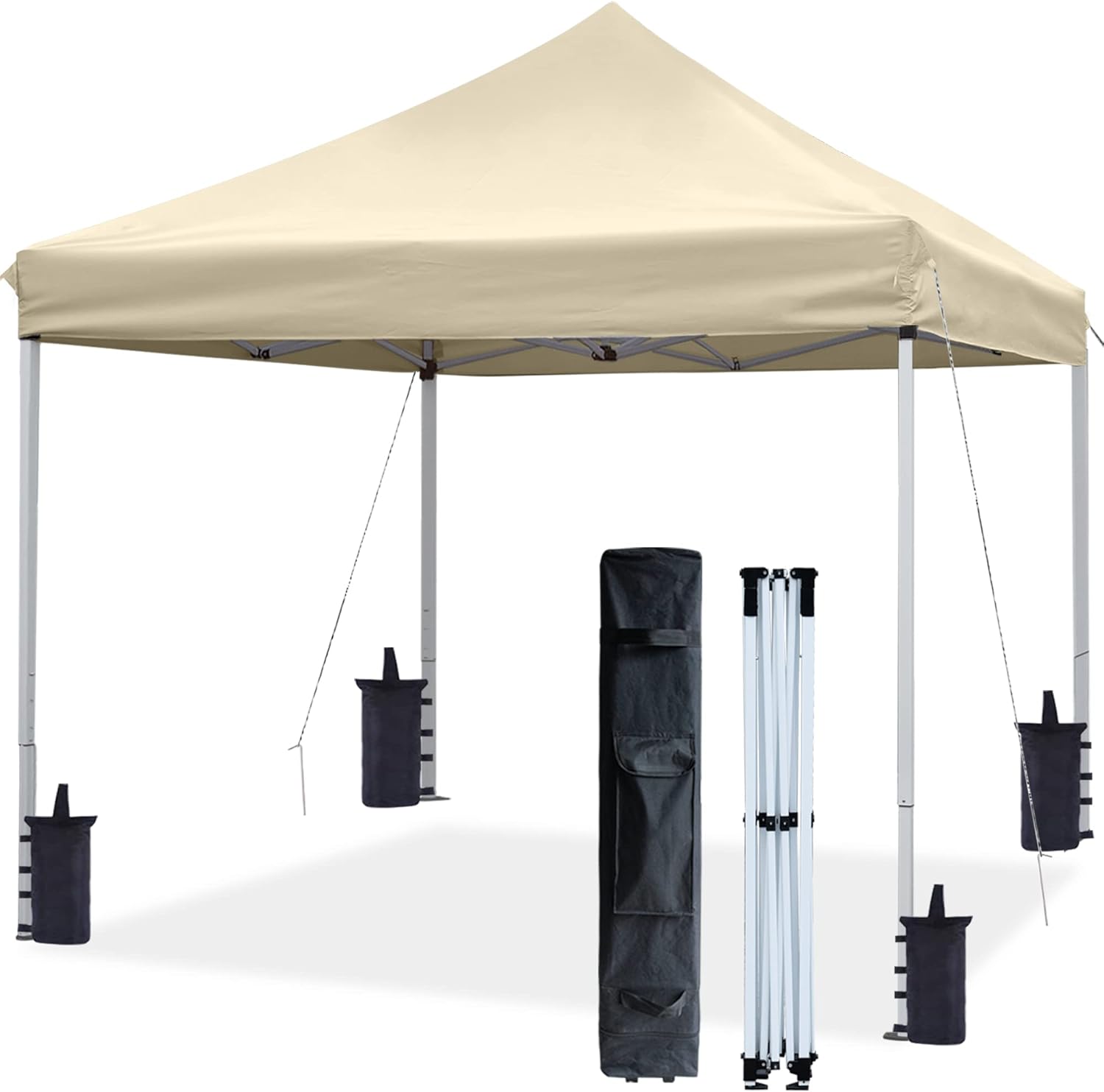 White 10'x15' Pop Up Canopy Tent with Wheeled Carry Bag E5624