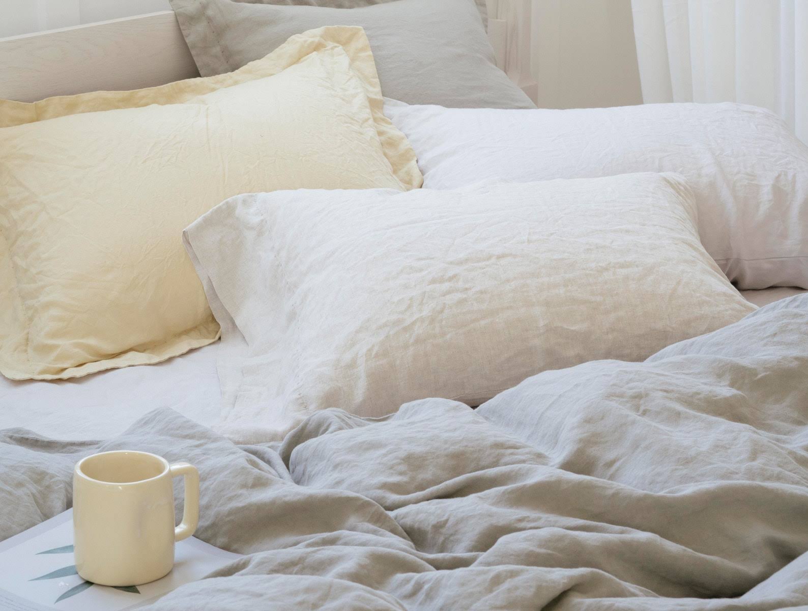 Organic Relaxed Linen Fitted Sheet King Harbor Blue C4349