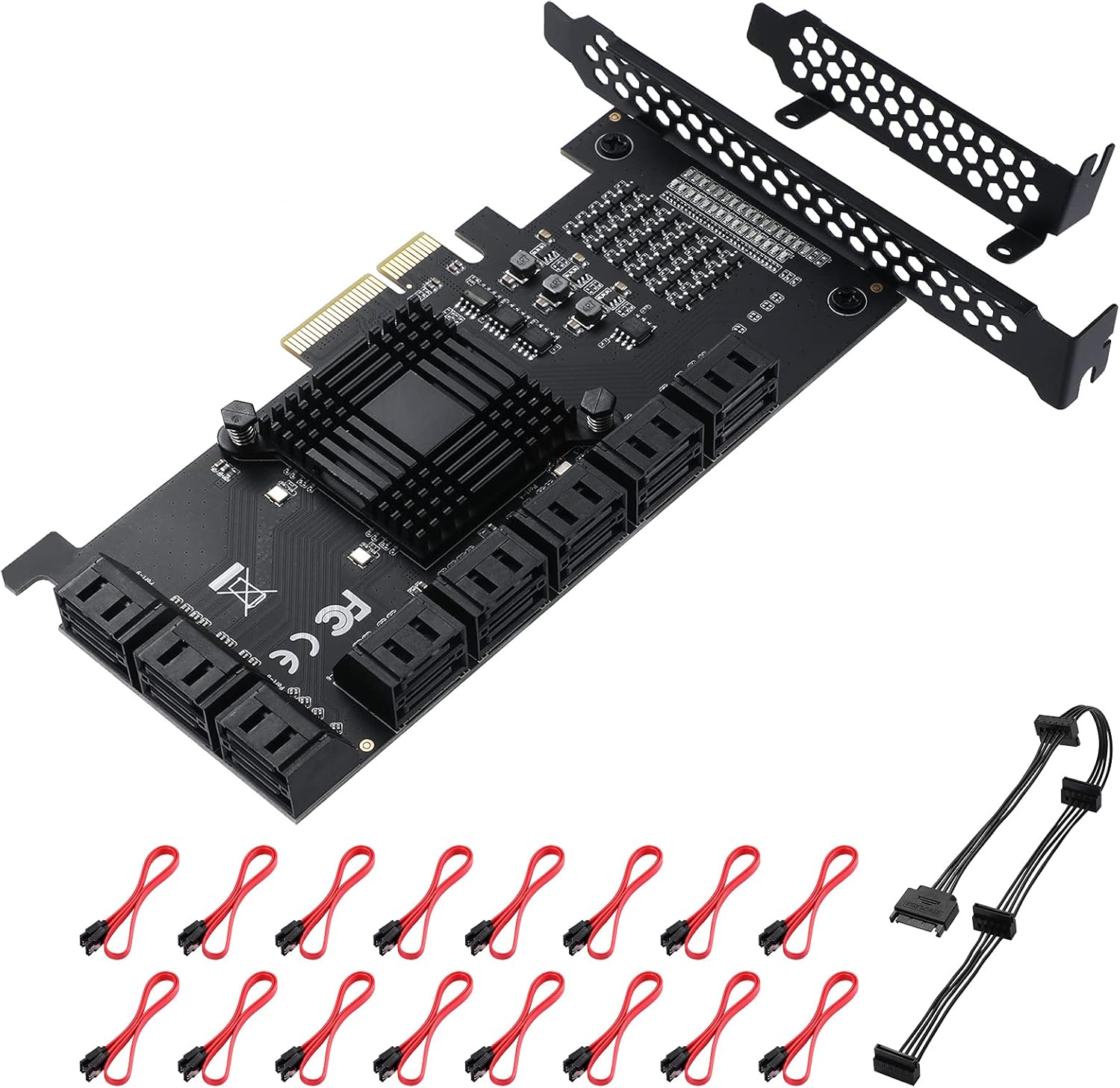8 Port SATA 3.0 PCIe Card with 8 SATA Cables and Low Profile Bracket N925631