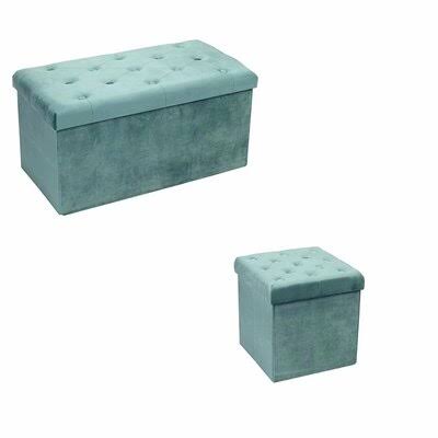 Blue Velvet Velvet Ottoman with Storage E261074