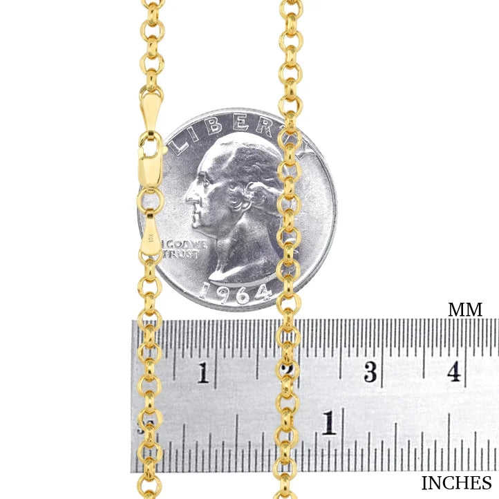 10k Yellow Gold 3mm Rolo Chain Pendant Necklace 16" - 30" G221472