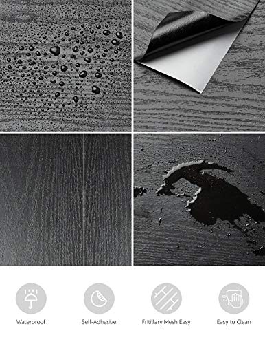 Black Wood Wallpaper Self-Adhesive Contact Paper X492