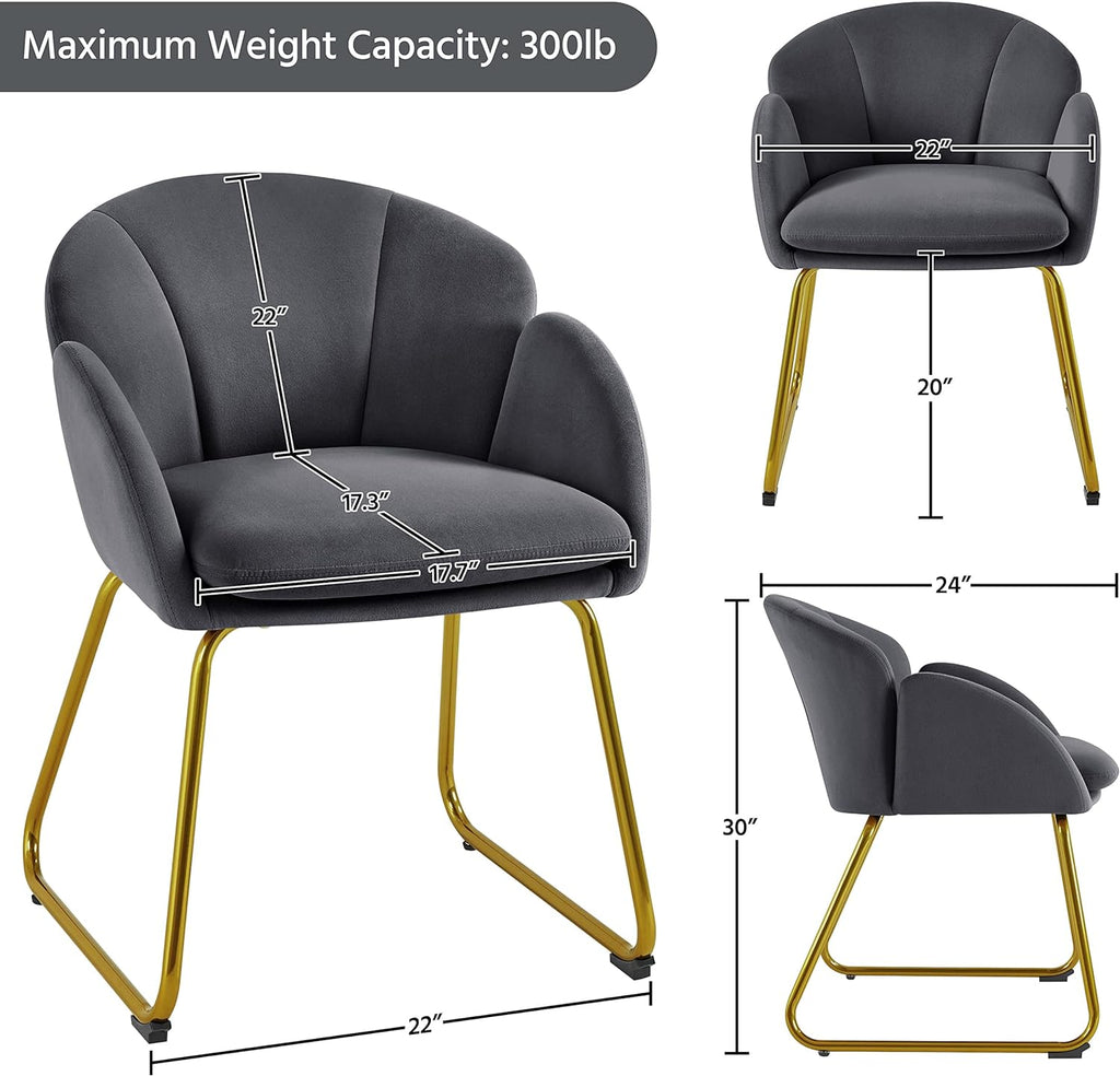 Dark Gray Velvet Barrel Accent Chair, Set Of 2 N693