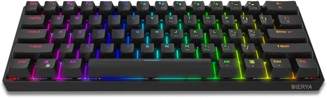 60% Mechanical Keyboard, RGB Backlit Wired PBT Keycap Waterproof Type-C Mini Compact 61 Keys, Pack of 2 H828