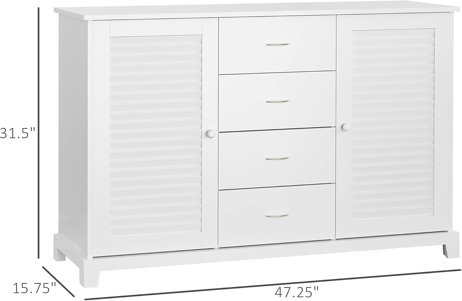 White Storage Cabinet with Drawers and Louvered Doors G308116