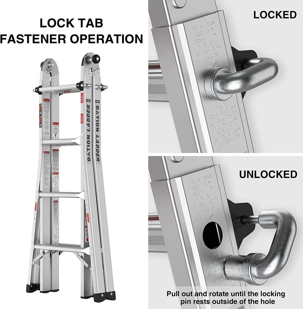 Folding Aluminum Ladder with Non-Slip Rubber, 250 lbs Weight Rating J69235