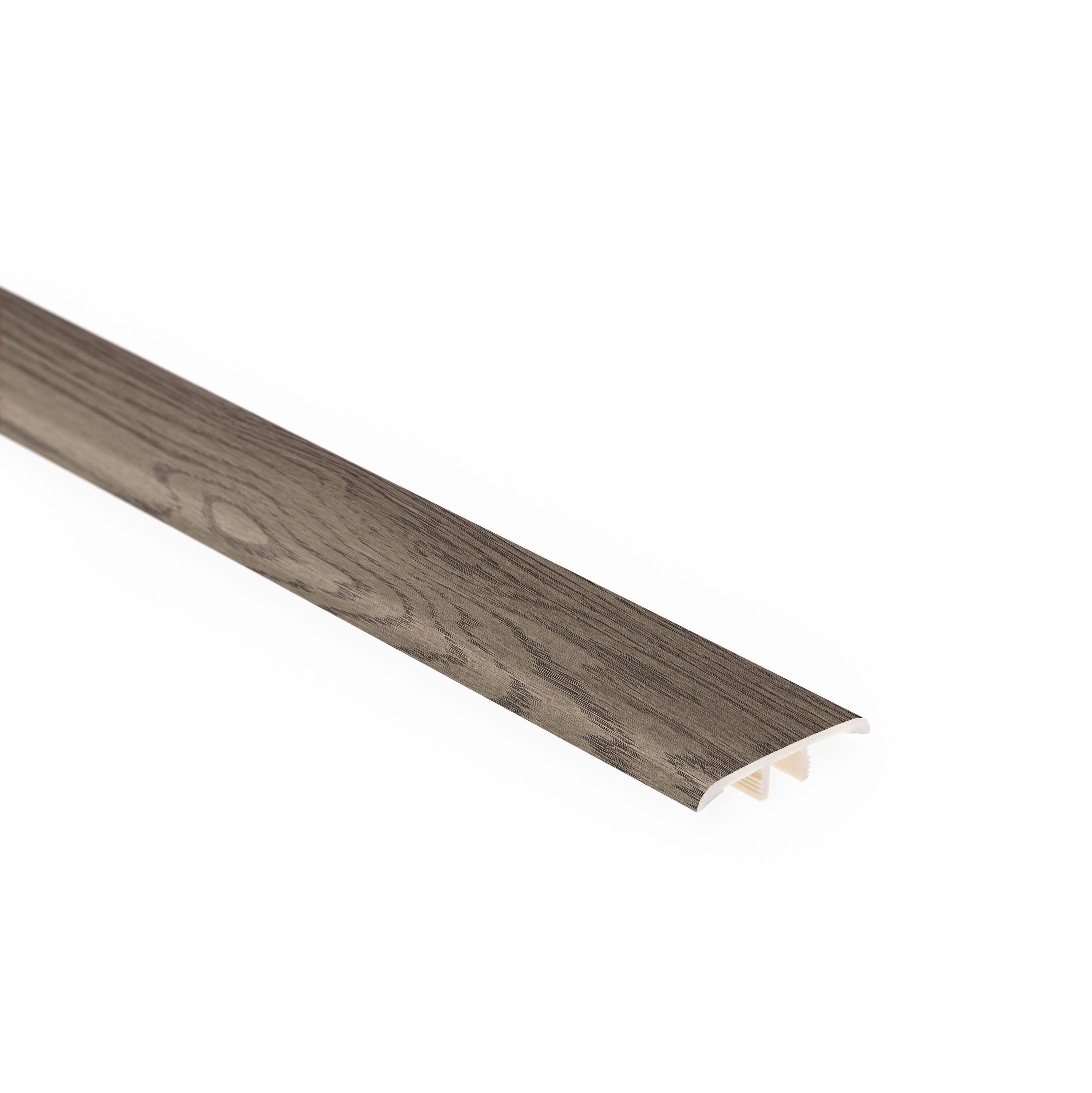 Oak Wood Veneer Vinyl Core Floor T-Moulding in Gray Y72679