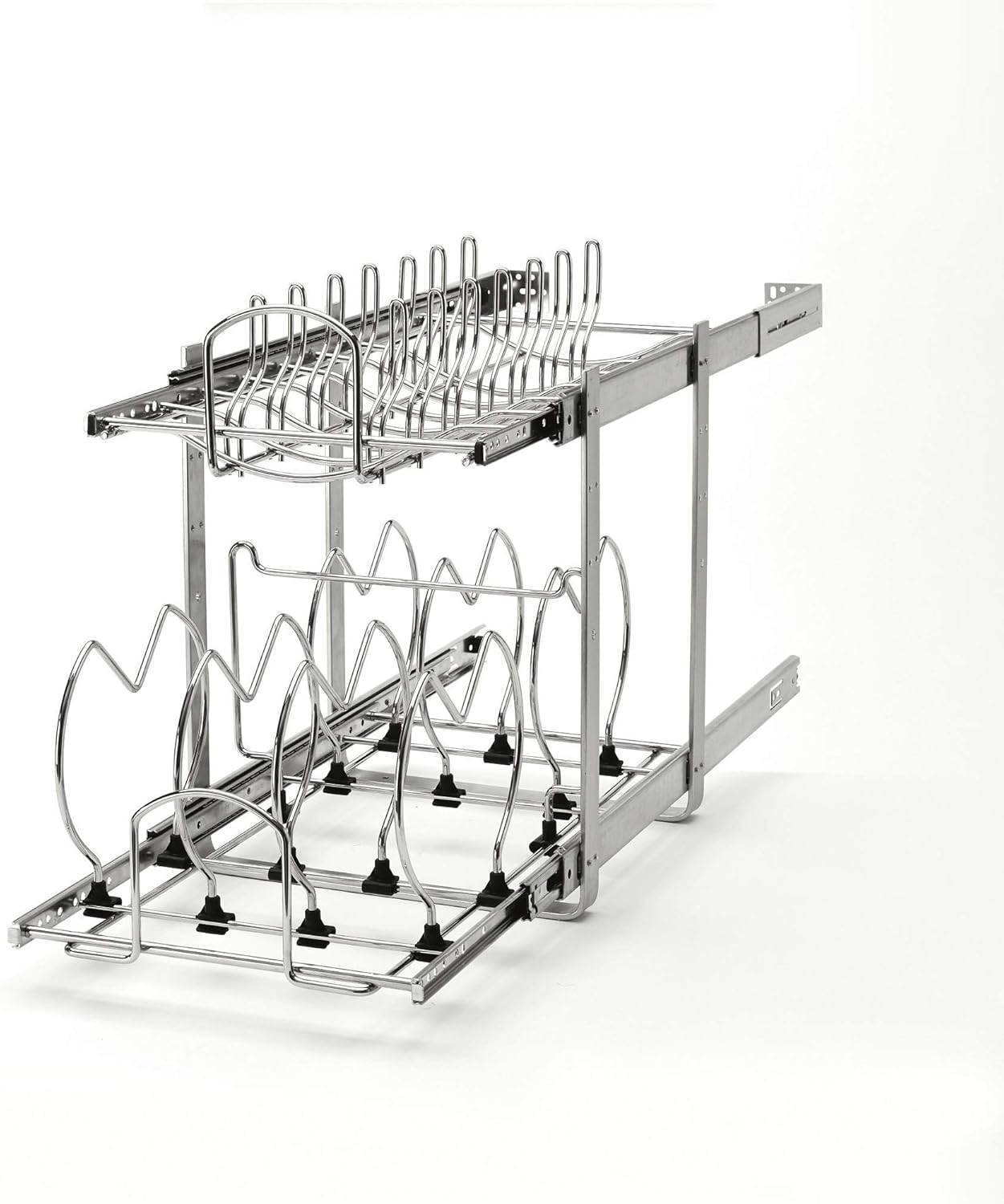 21-Inch 2-Tier Chrome Wire Pull Out Kitchen Cabinet Organizer V3578