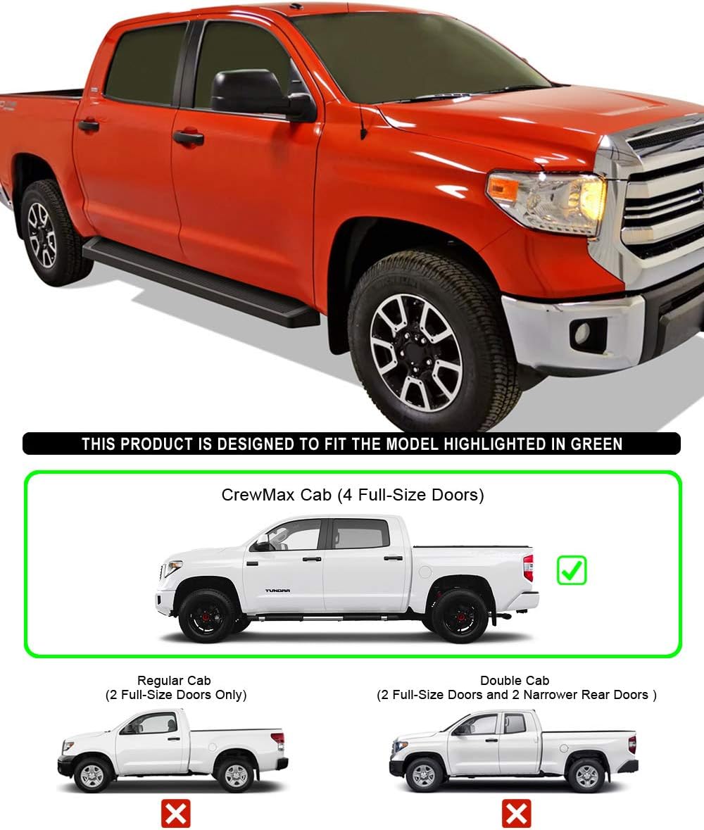 Black Running Boards for Toyota Tundra CrewMax Cab J55036