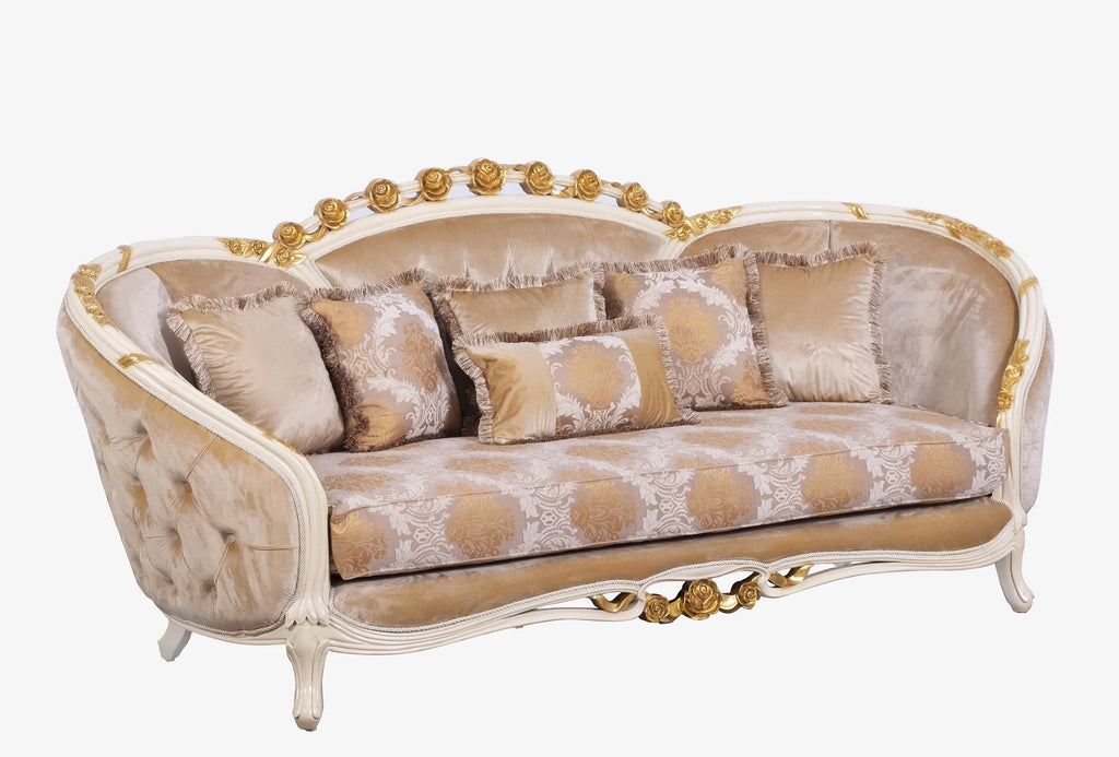 Beige & Gold Wood Trim Sofa Set B447104