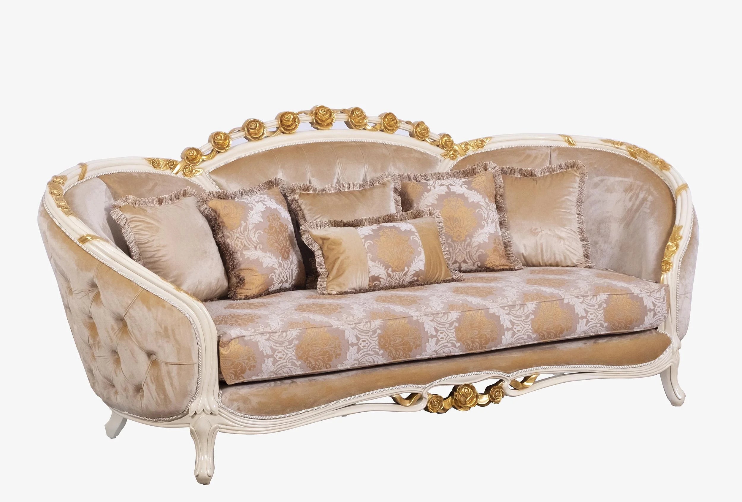 Beige & Gold Wood Trim Sofa Set B447104