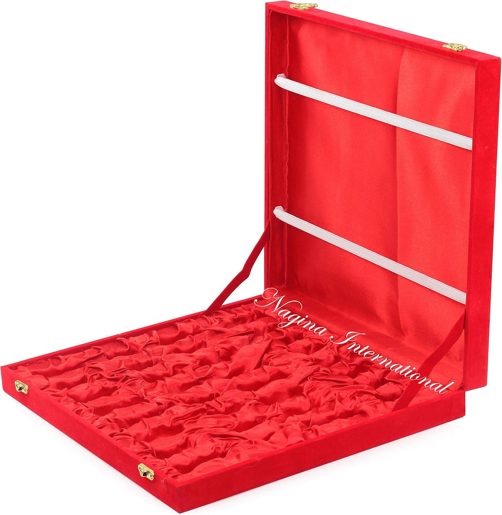 Solid Brass Black Chess Set with Red Velvet Storage Case T170454