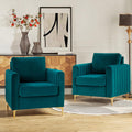 Teal Velvet Club Chairs Set Of 2 with Metal Legs N59302