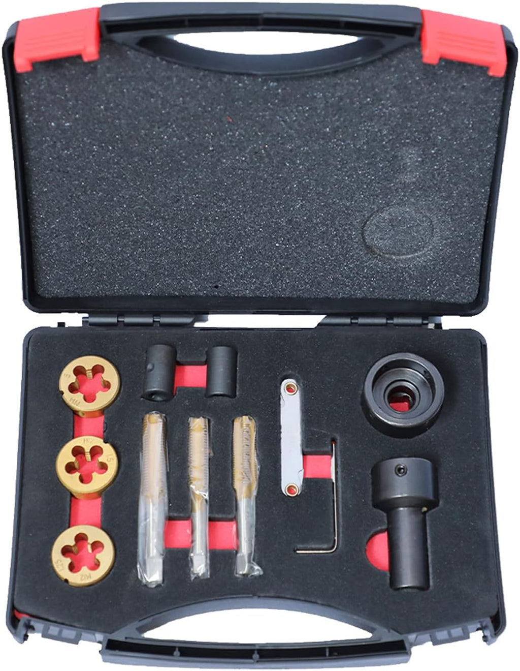12PCS Tap and Die Set Metric and Standard Threading Tools for M12 x 1.25 M12 x 1.5 M14 x 1.5 P618