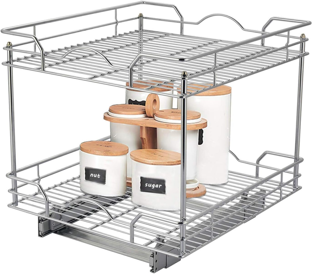 2 Tier Chrome Slide Out Cabinet Organizer V167601