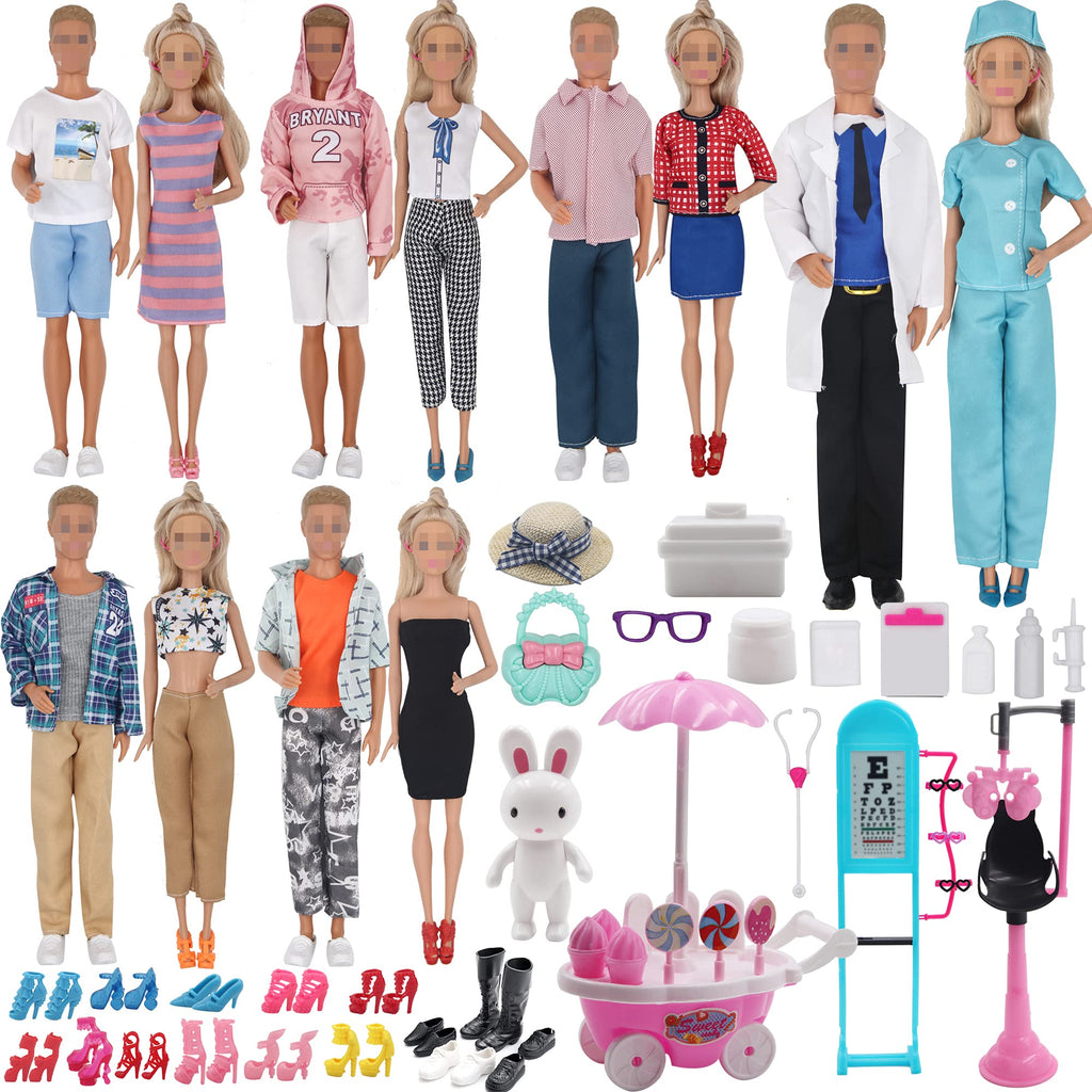 90Pcs Doll Clothes and Accessories for 11.5'' Girl Doll and 12'' Boy Doll Doctor Nurse Playset S34957