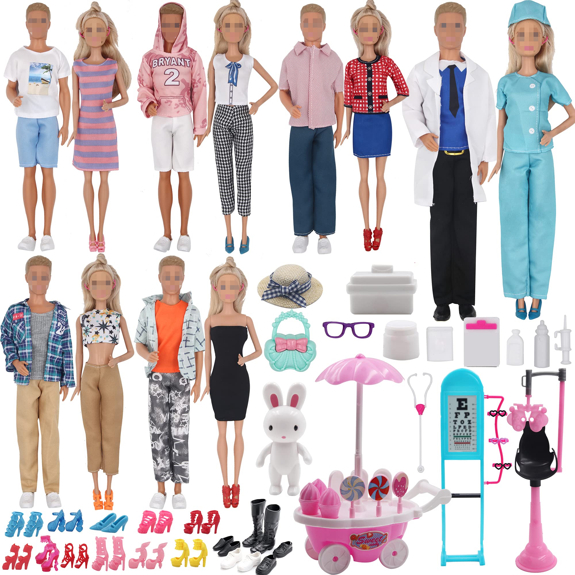 90Pcs Doll Clothes and Accessories for 11.5'' Girl Doll and 12'' Boy Doll Doctor Nurse Playset S34957