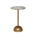 Brass and White Aluminum Accent Table with Marble Table Top U6856