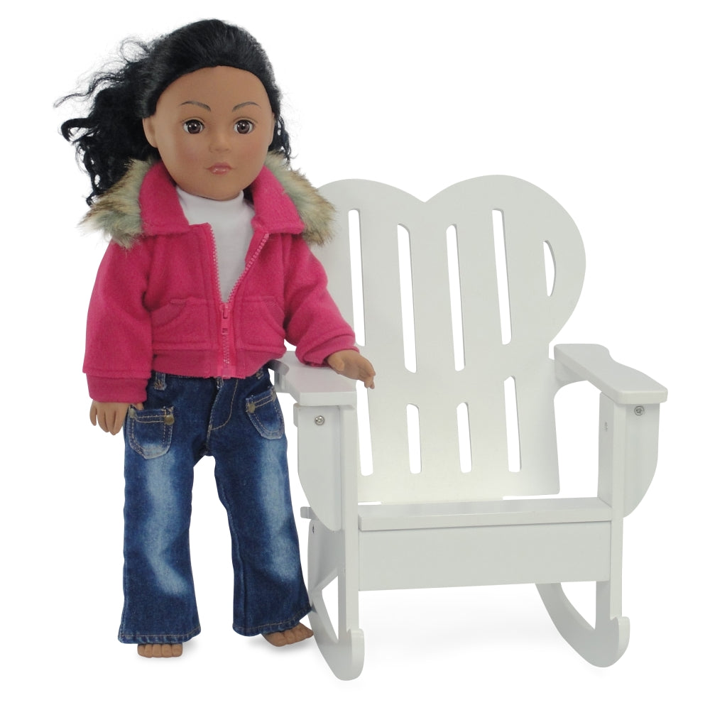 White 18 Inch Doll Adirondack Rocking Chair B307109