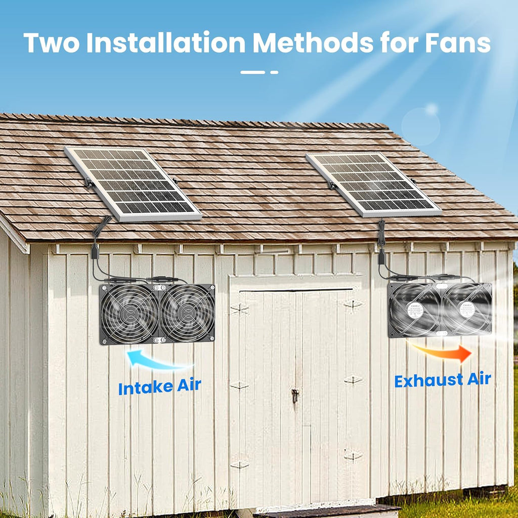 20W Solar Powered Exhaust Fan with Battery, Waterproof L445391