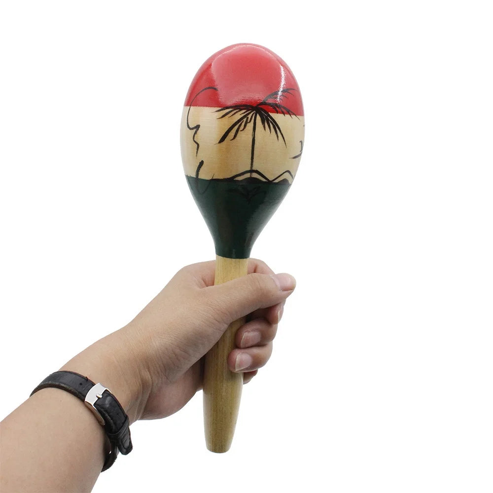 Pair of Wooden Large Maracas Percussion Instrument Musical Toy Y770