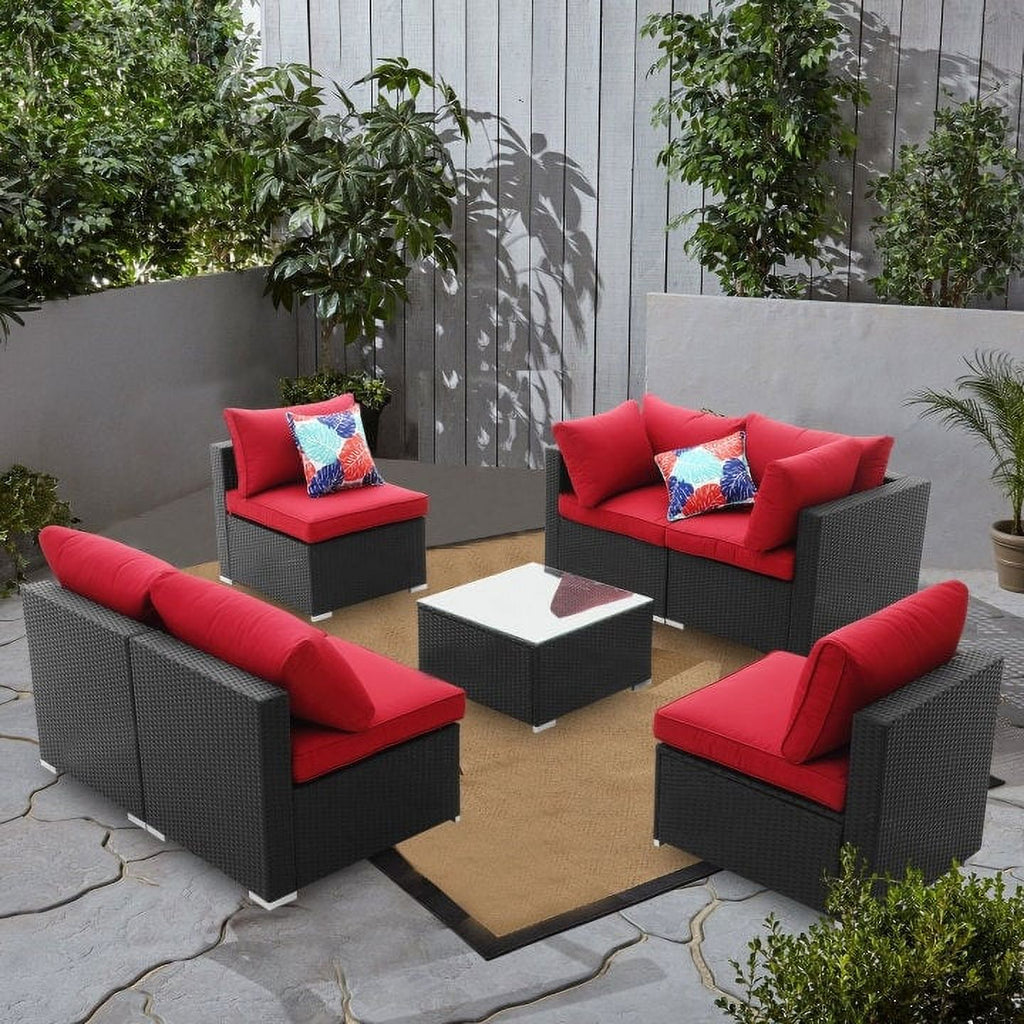 Blue 2-piece Wicker Sofa Conversation Set J858