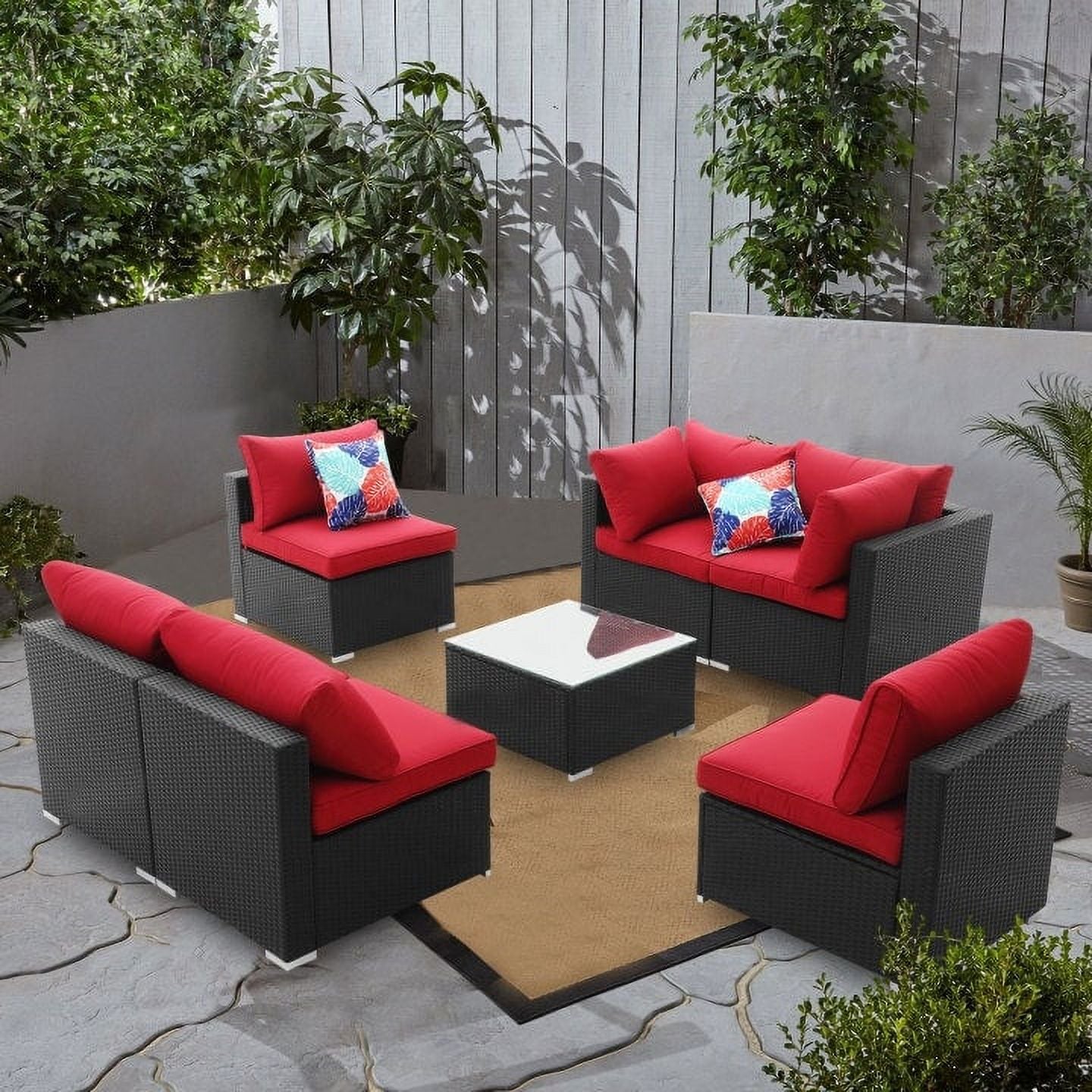 Blue 2-piece Wicker Sofa Conversation Set J858
