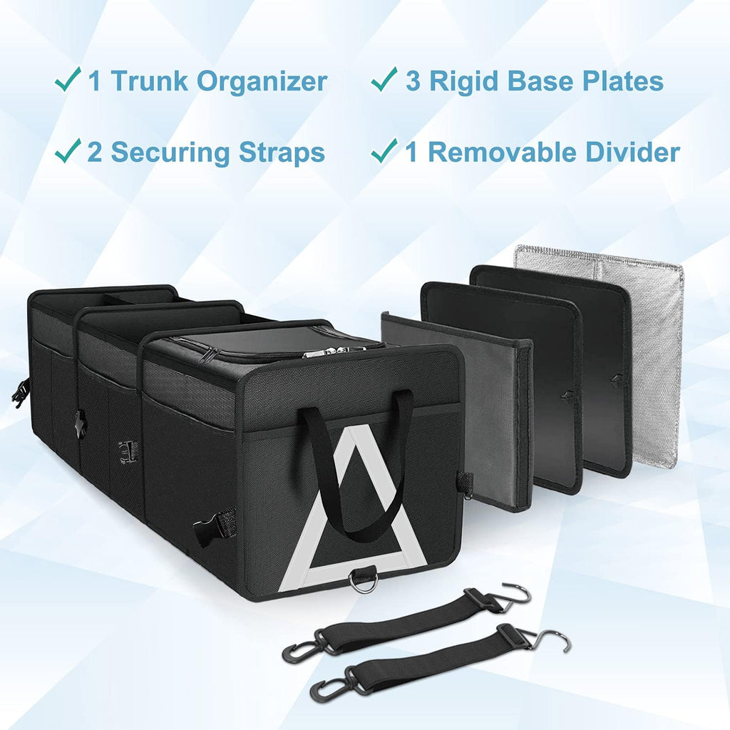 Black 85 L Collapsible Car Trunk Organizer with Cooler Bag A6514