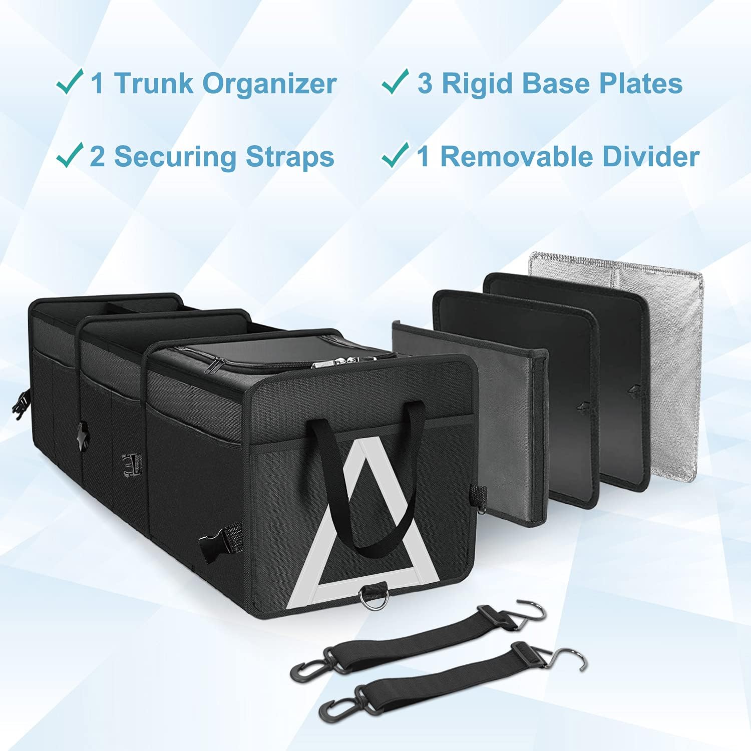 Black 85 L Collapsible Car Trunk Organizer with Cooler Bag A6514