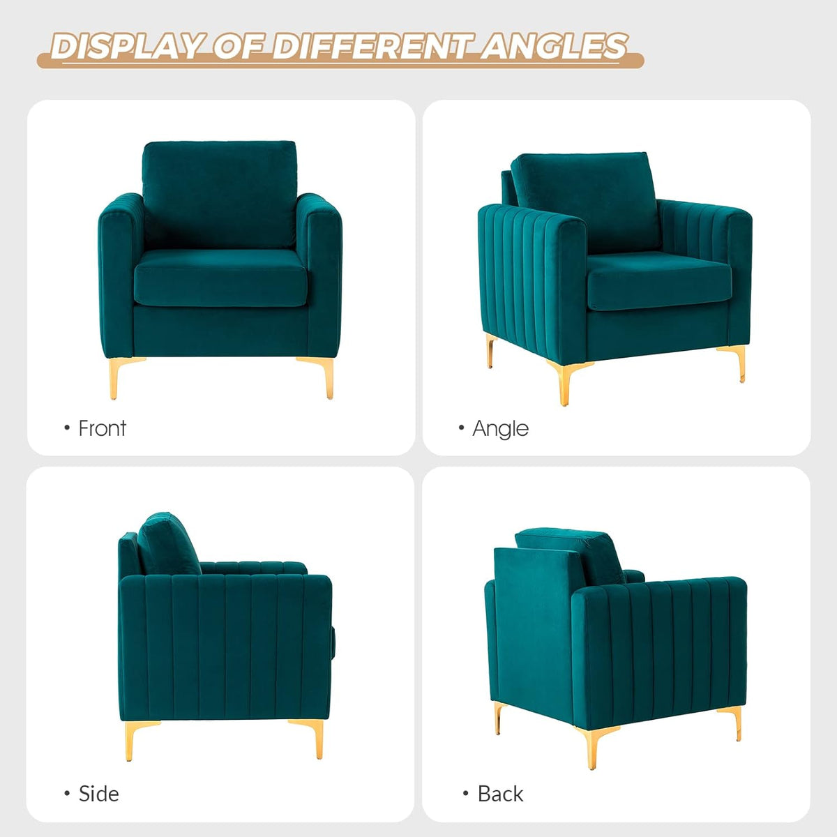 Teal Velvet Club Chairs Set Of 2 with Metal Legs N59302