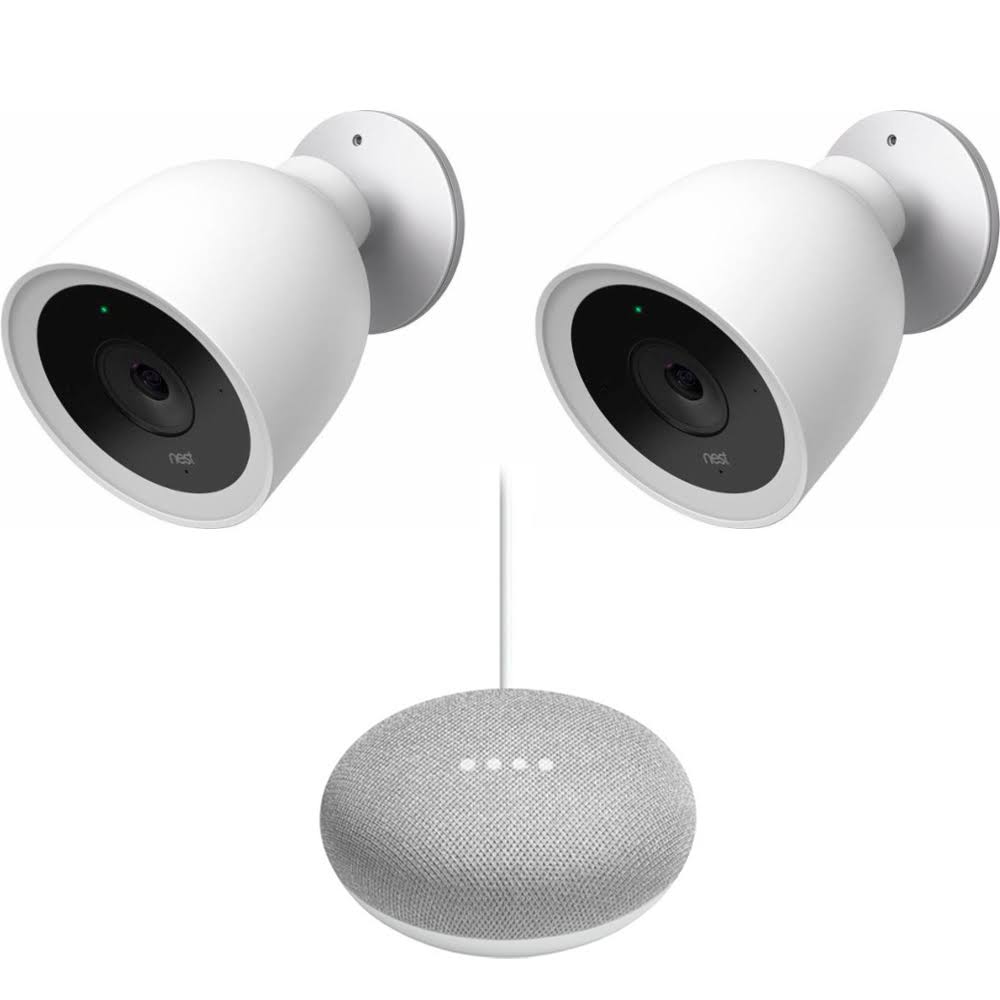 Wired Outdoor Security Camera 2 Pack + Mini Smart Speaker N15112