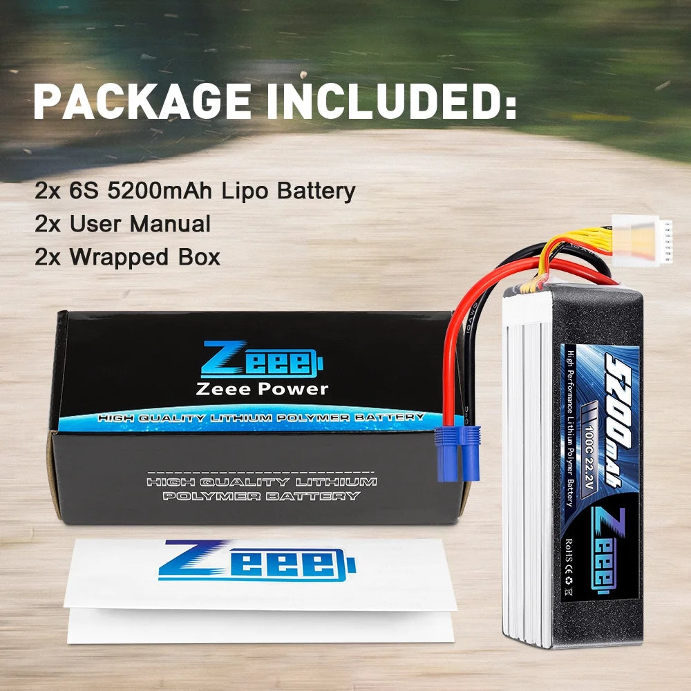 22.2V 100C 5200mAh 6S Lipo Battery EC5 Connector (2 Pack) G952258