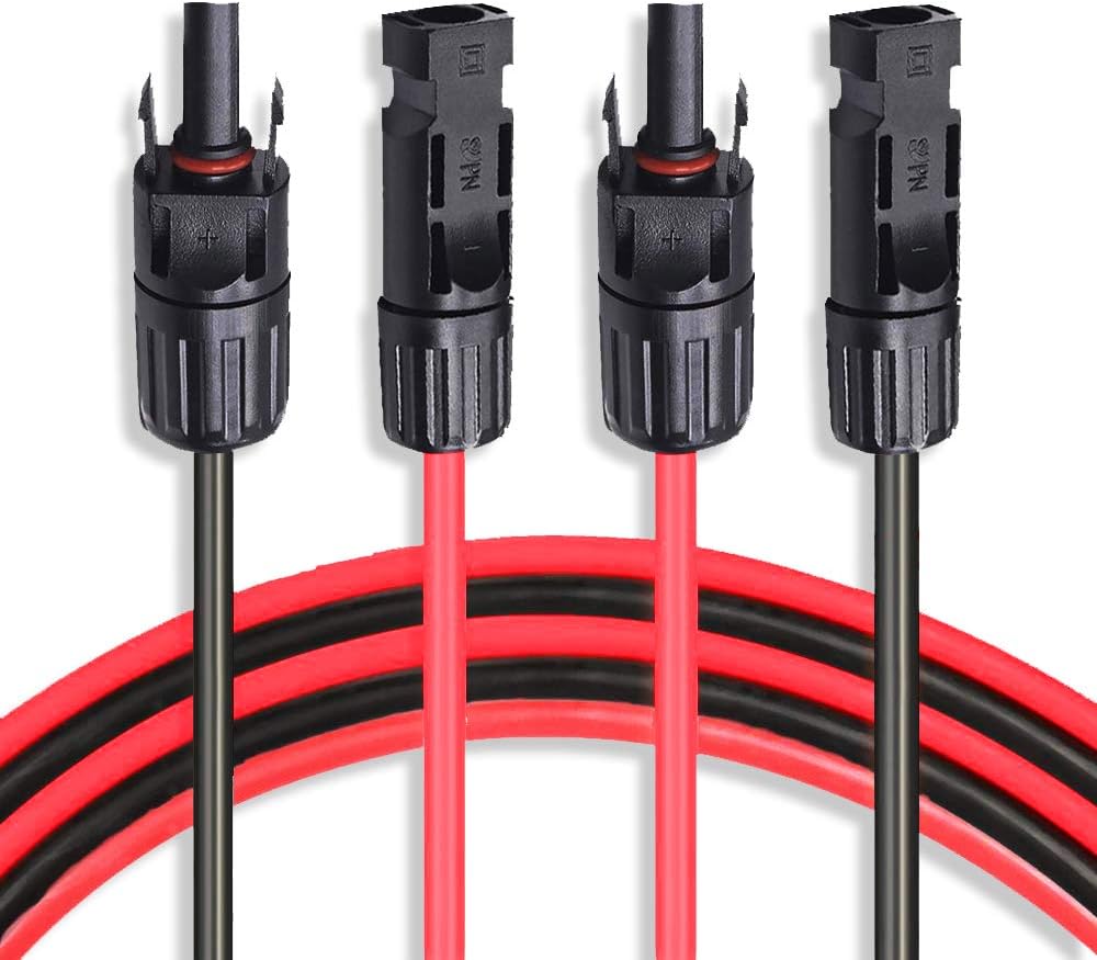 20 Feet 10AWG Solar Extension Cable Wire with Female and Male Connector, 10 Gauge (6mm²) Adaptor Kit Tool (20FT Red + 20FT Black) C84009